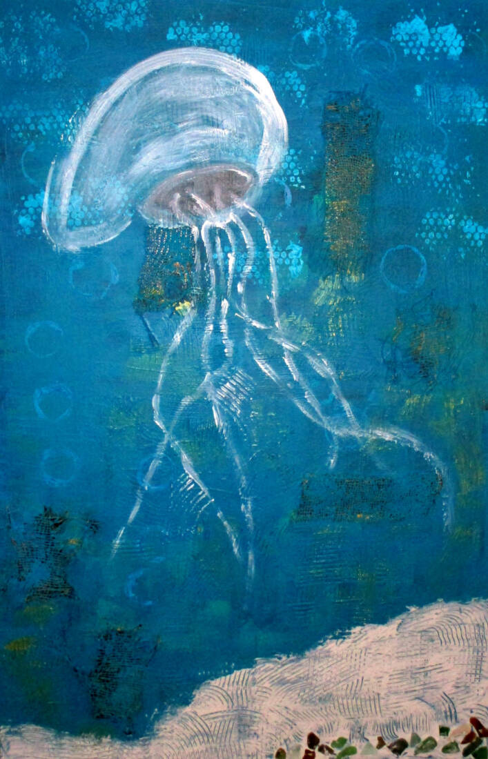 escaping sea creature, 2021, Collage, 100 × 70 cm
