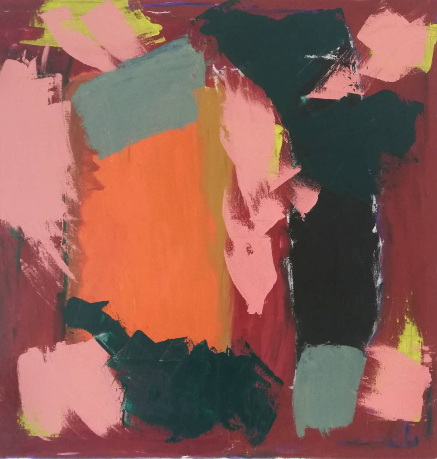 Ahorn-Zedern-Rot, 2020, Öl auf Leinwand, 105 × 105 cm