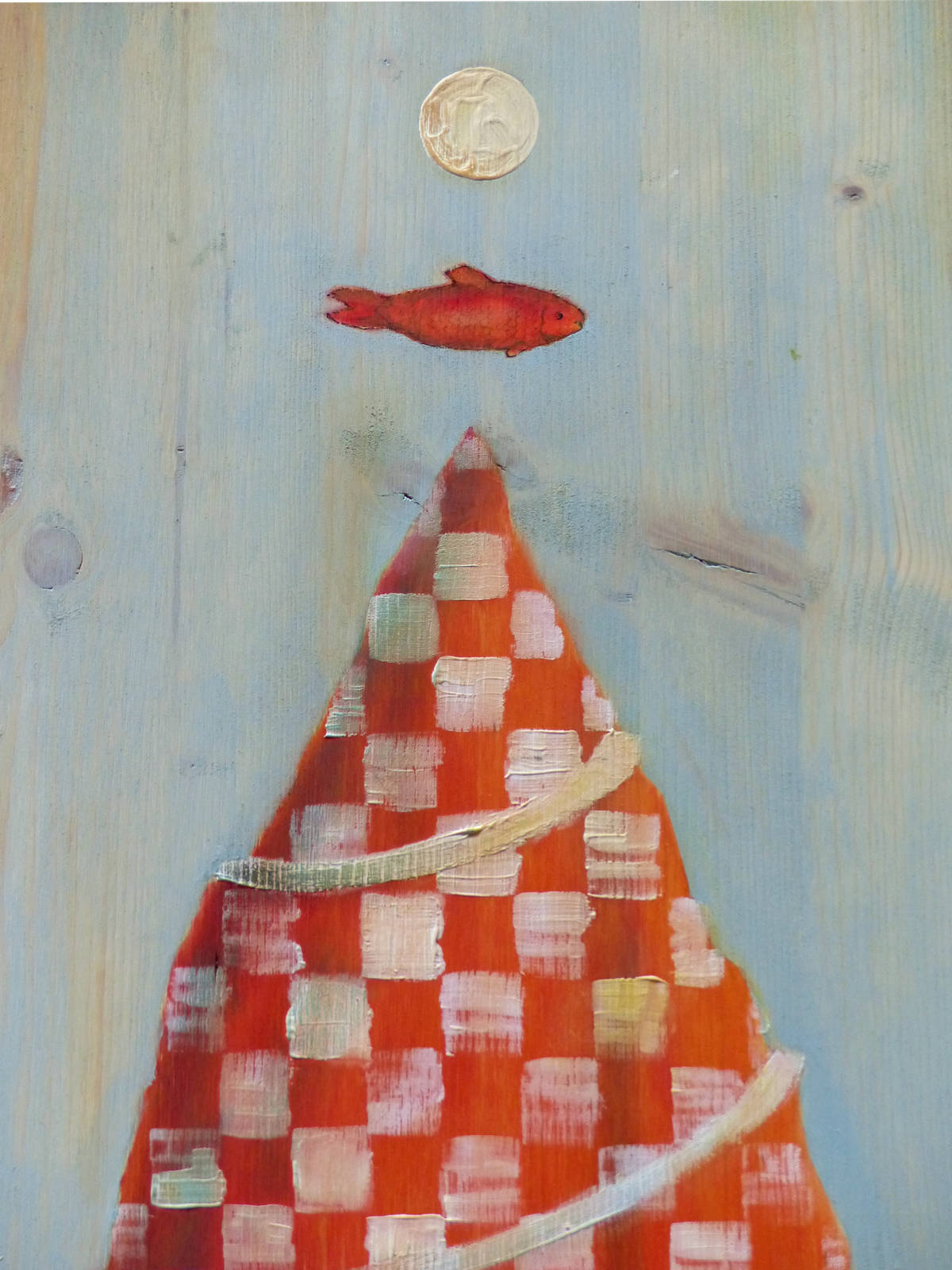 Fliegender Fisch, Maria Funcke, <br />Öl auf Holz, 40 × 80 cm, Ausschnitt