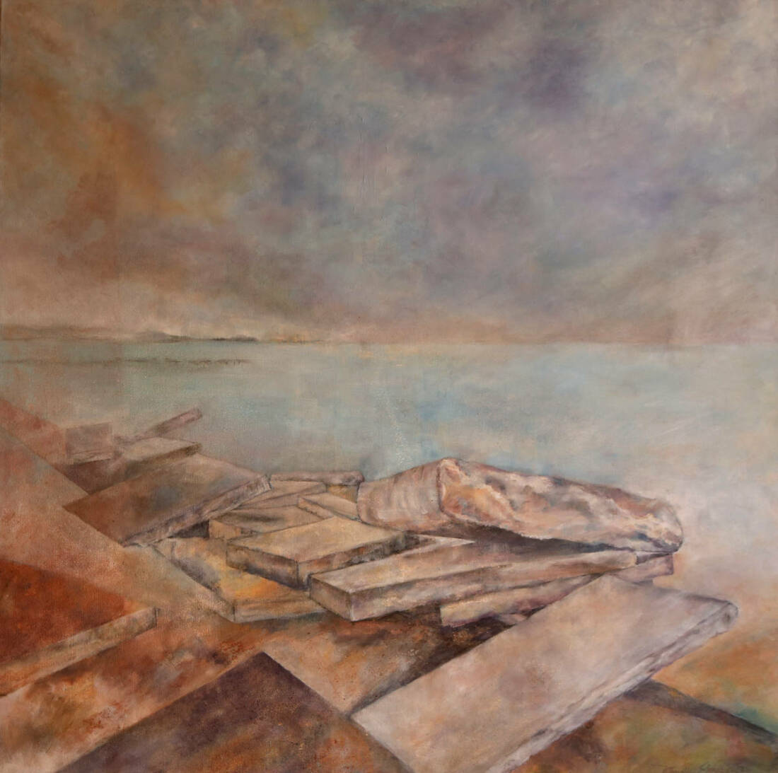 uferlos, 2020, Öl auf Leinwand, 90 × 90 cm