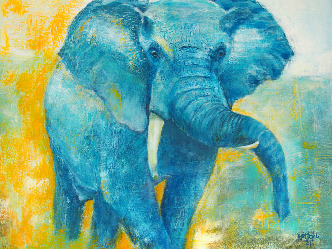 Elefant, Acryl, 2022, 40 × 50 cm