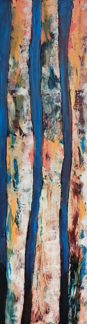 Der Wald vor lauter Bäumen, 2024, Acryl, 120 × 40 cm