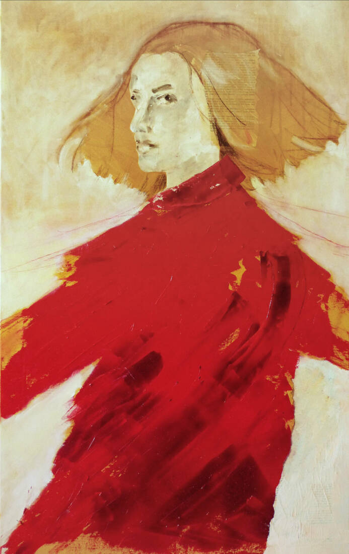 Maria Funcke, Los geht's!, 2024, Mischtechnik, 60 × 100 cm