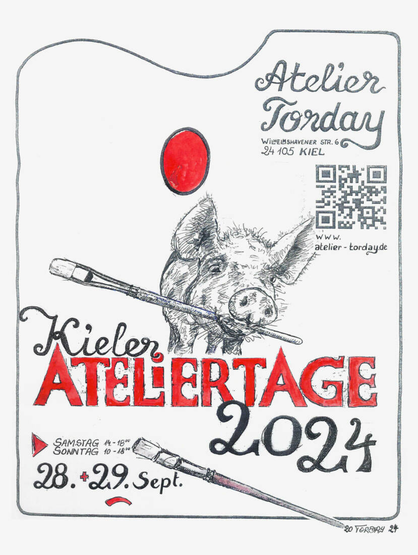 Mein Ateliertage Plakat, 2024, Skizze aquarelliert, 42 × 29,7 cm