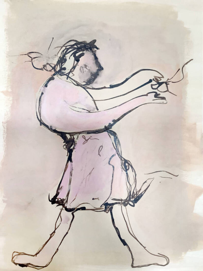 o.T., 2025, Mischtechnik auf Holz, 42 × 30 cm