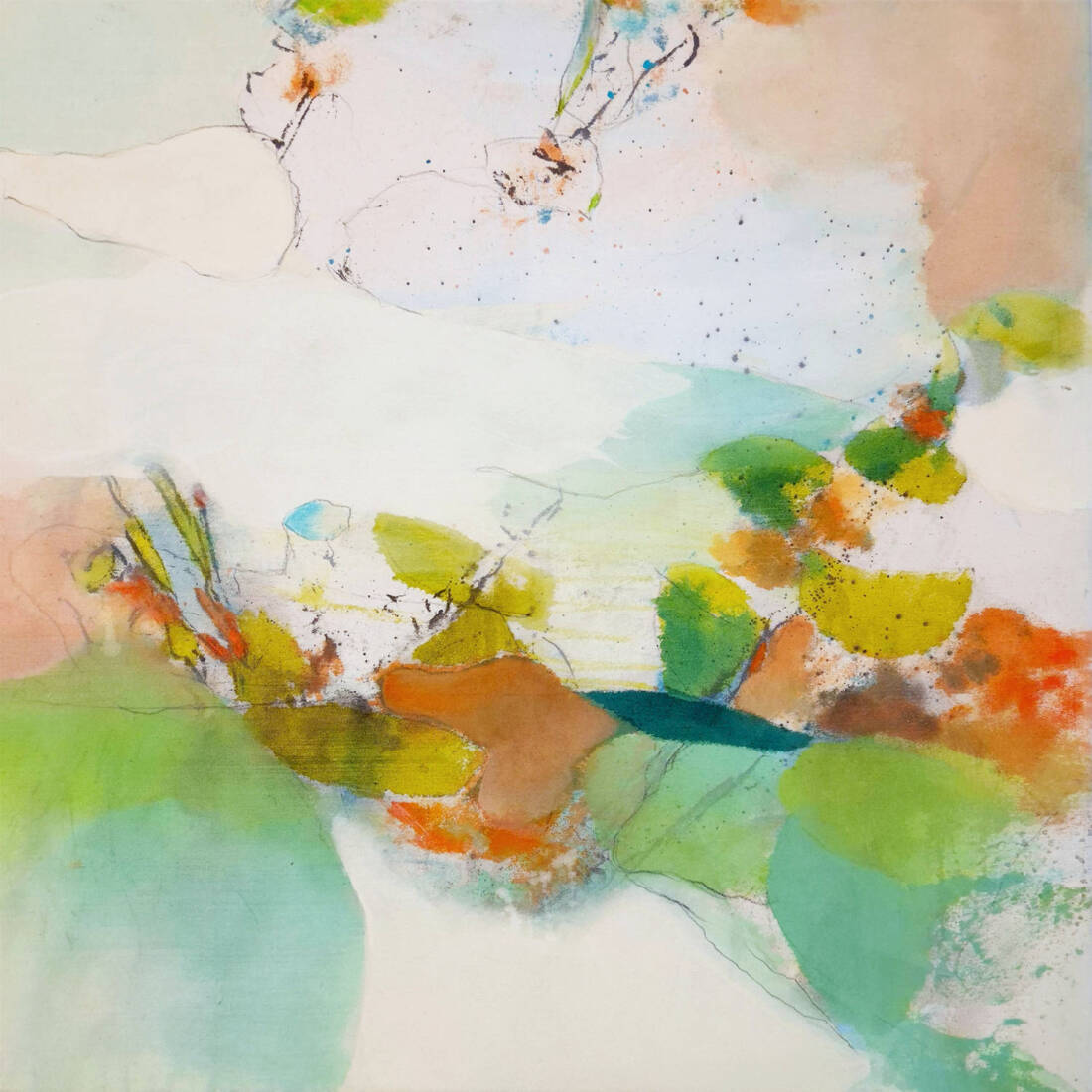 Where Water Meets the Sky, 2025, Acryl auf Leinwand, 90 × 90 cm