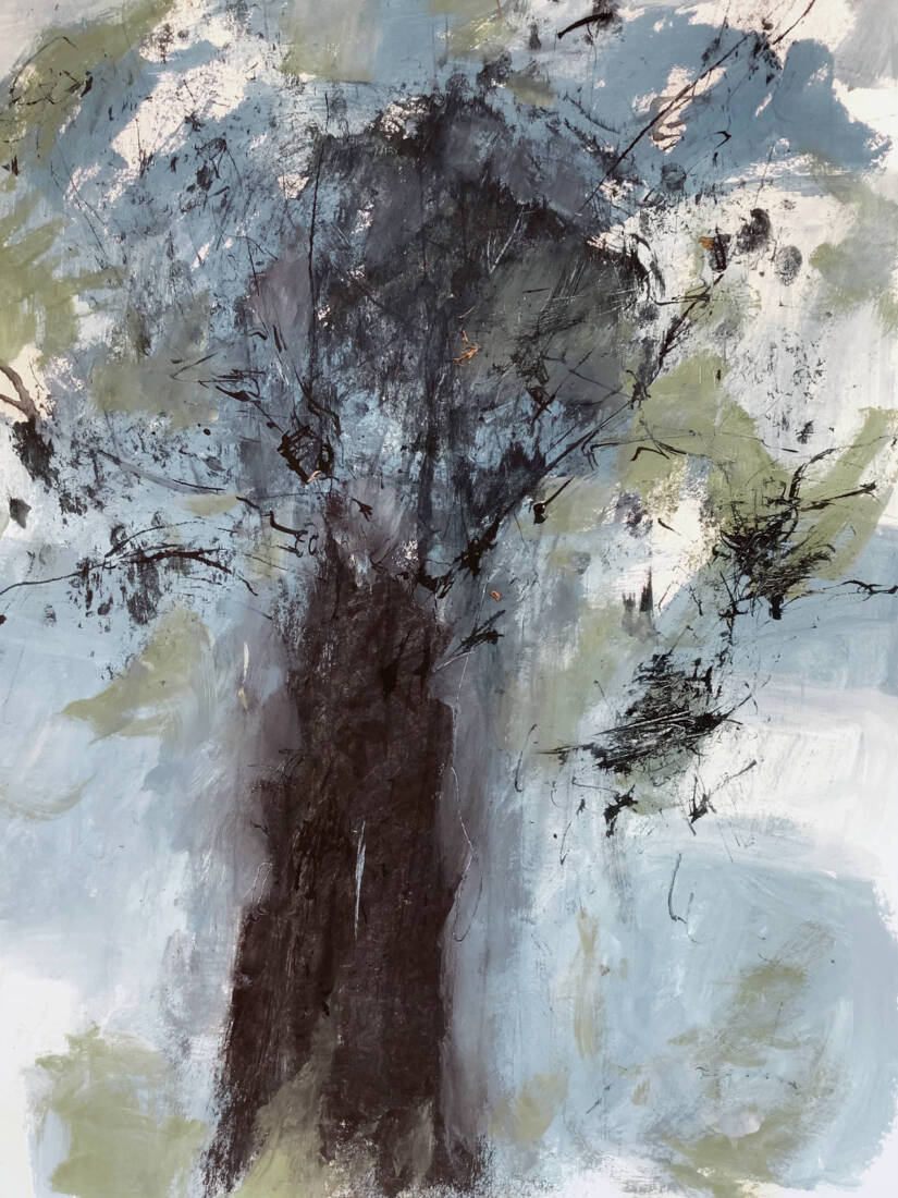 o.T., 2025, Mischtechnik auf Papier, 65 × 48 cm