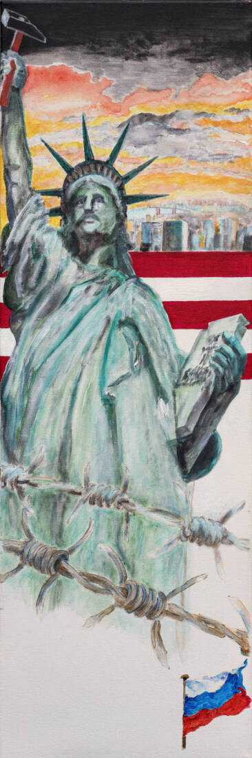 Die neue amerikanische Freiheit, 2017, Acryl auf Leinwand, 50 × 20 cm