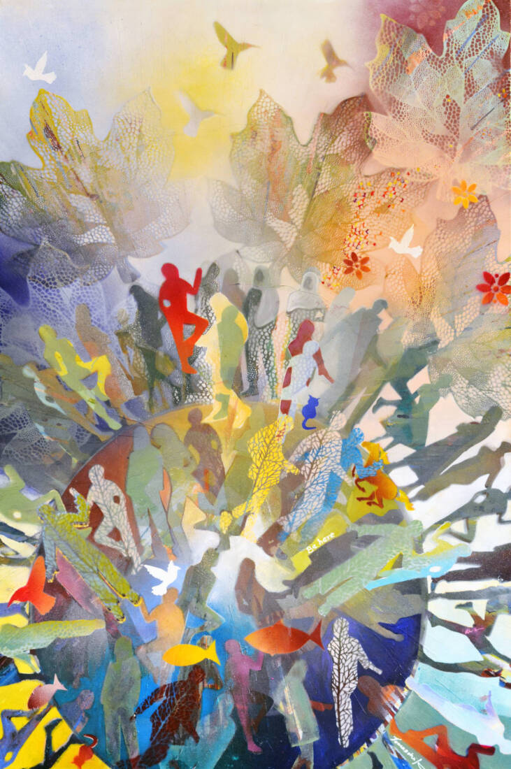 Neues Bewußtsein – One Family, 2024, Acryl, 150 × 100 cm