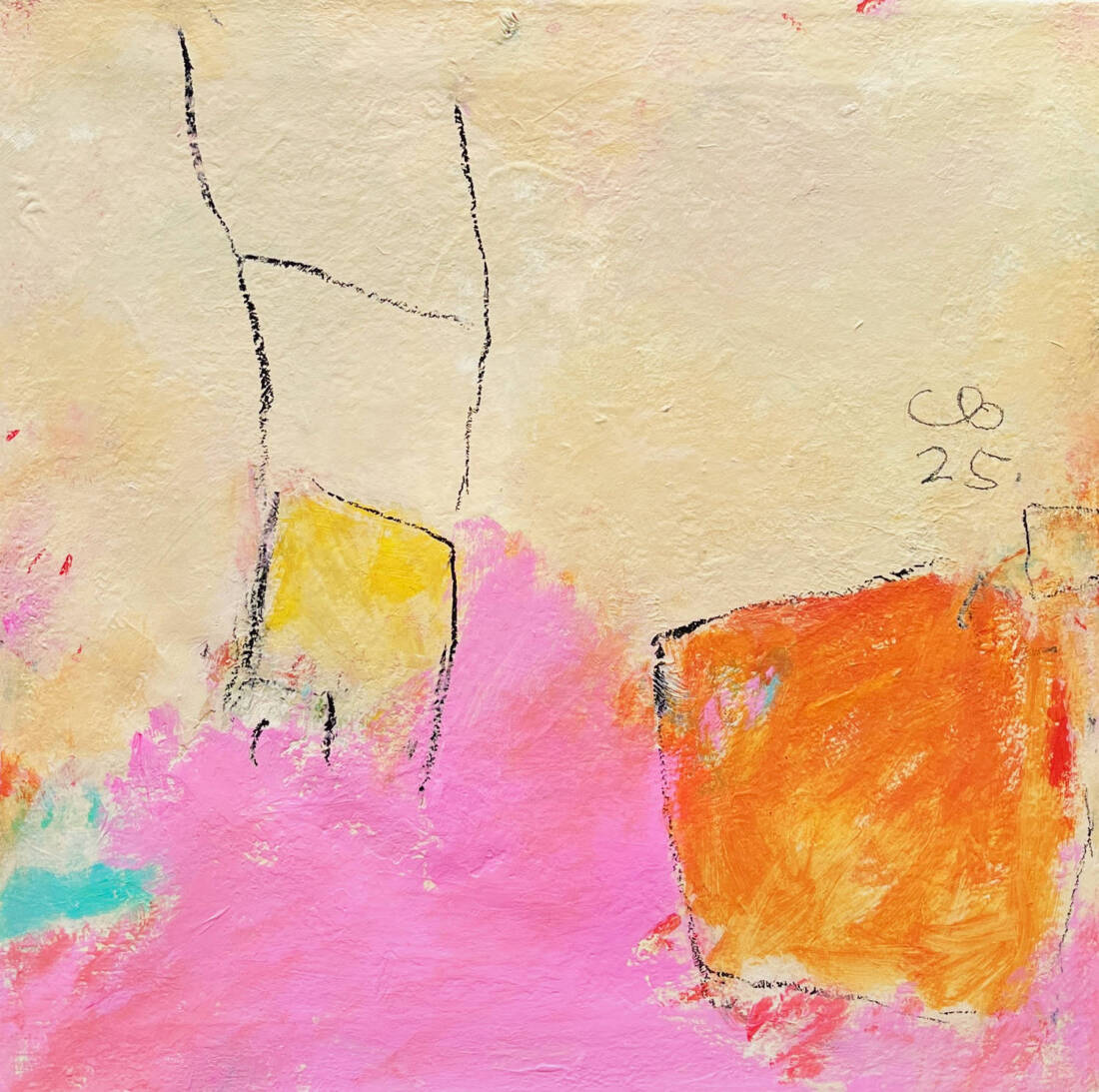 So oder so, 2025, Mischtechnik auf Leinwand, 50 × 50 cm