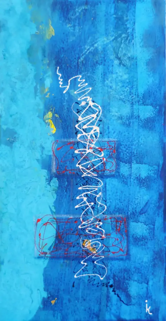 Fernweh, 2025, Acryl u. Mixed Media auf Leinwand, 60 ×30 cm