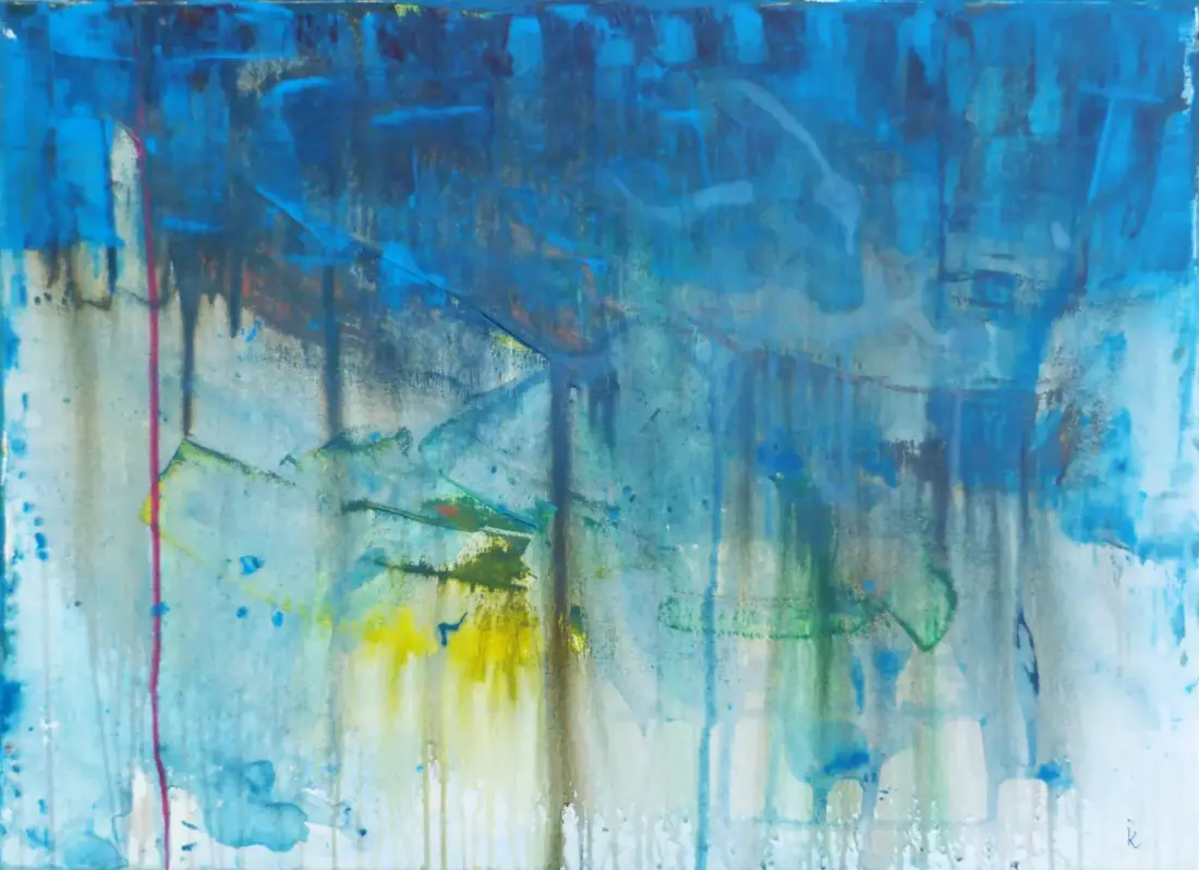 Regen in den Bergen, 2024, <br>Acryl auf Leinwand, 50 × 70 cm