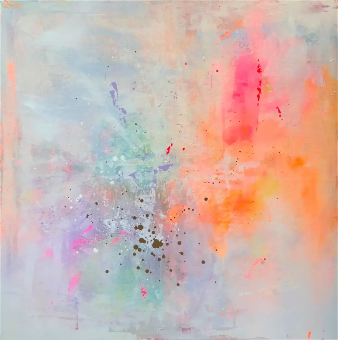 Sonnenaufgangstanz, 2026, <br>Acryl auf Leinwand, 100 × 100 cm