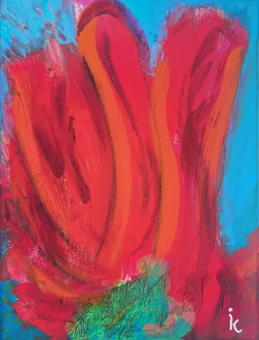 Tulpe, 2024, Acryl auf Leinwand, 24 × 18 cm