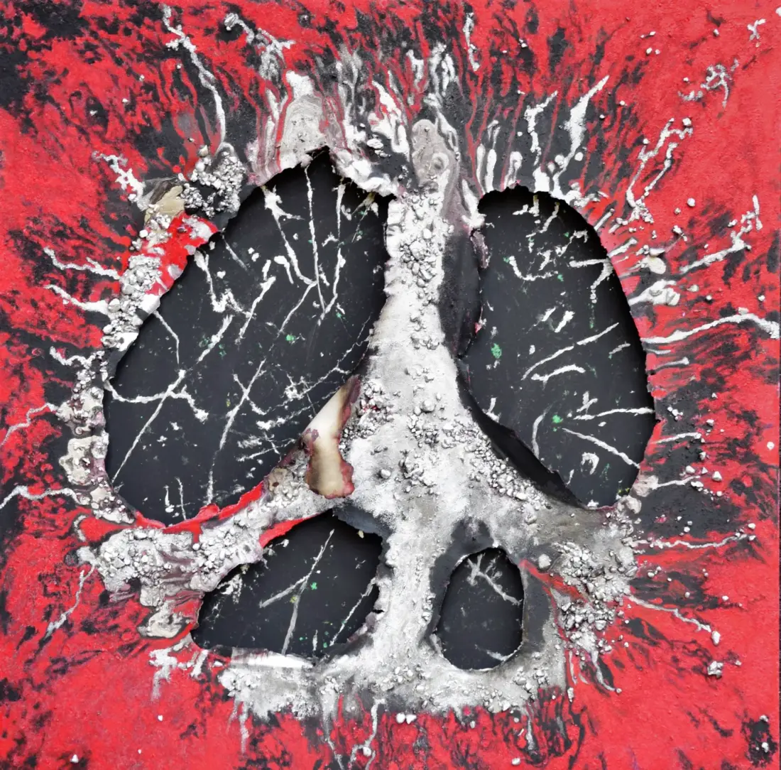 Welch Frieden denn?, 2025, Mixed Media, 90 × 90 cm