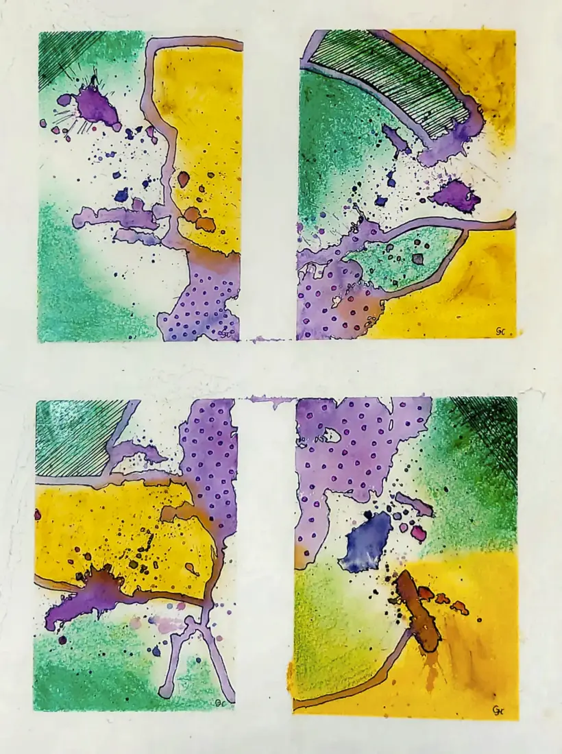 o. T., Aquarell, Pastel, Stifte, A3