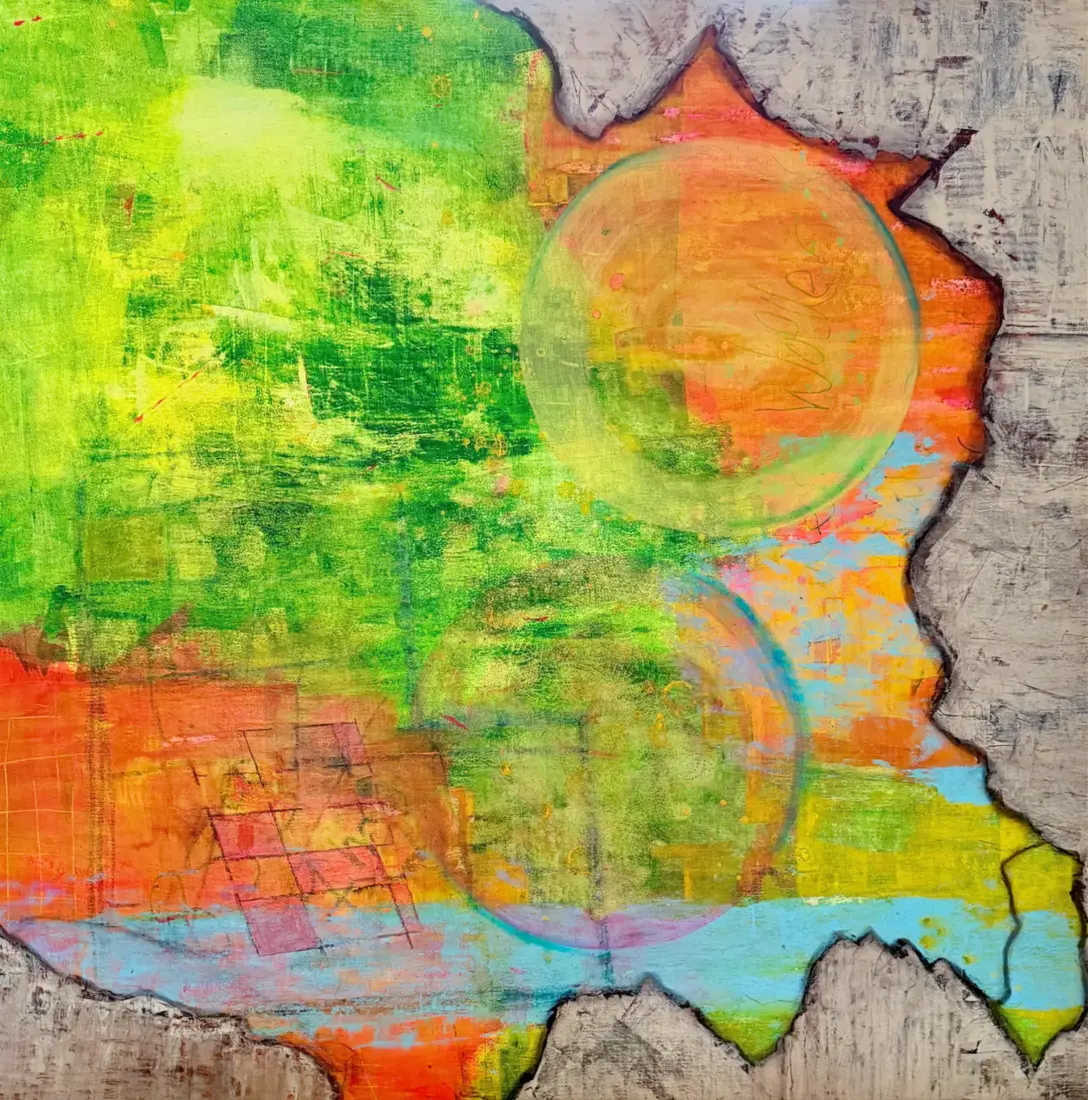 Am Park, 2026, Mixed Media, 95 × 95 cm
