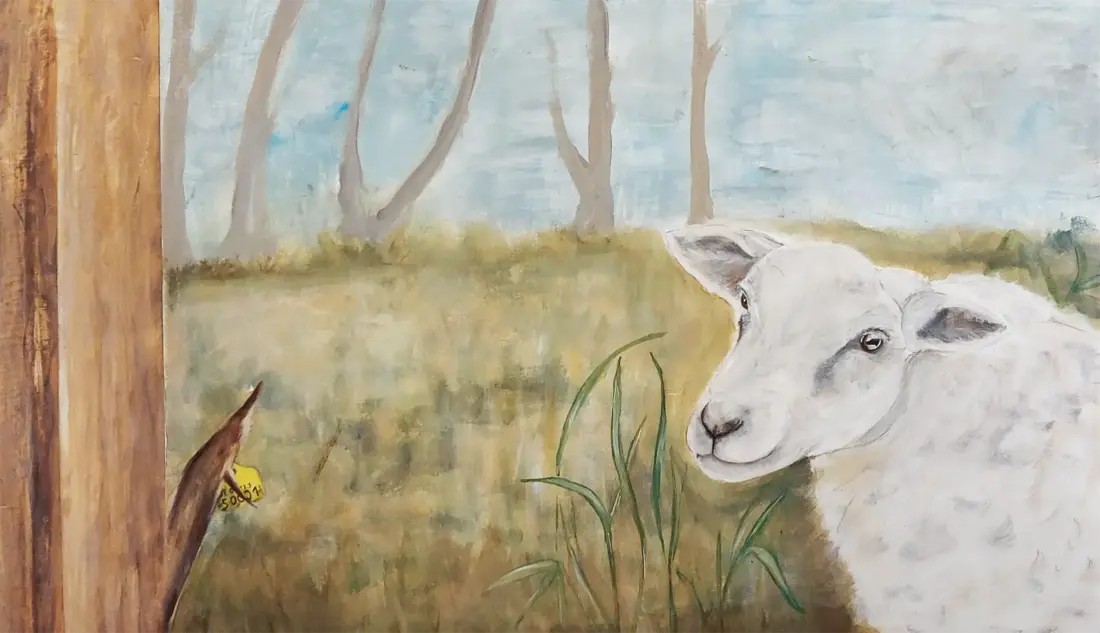 Mälla, 2025, Acryl auf Holz, 60 × 100 cm