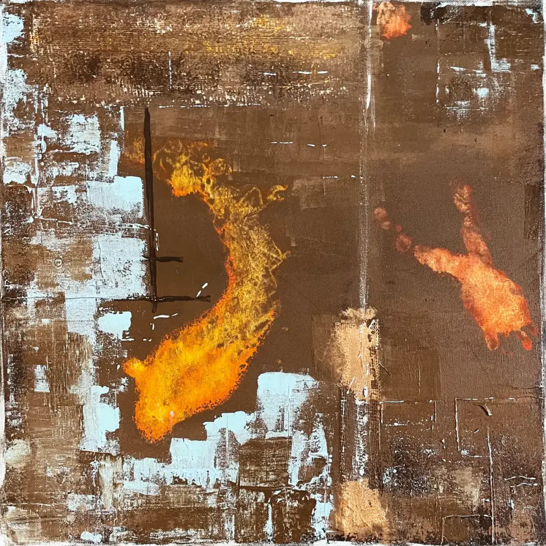Magie-weit unten, 2026,<br> Mixed Media, 50 × 50 cm