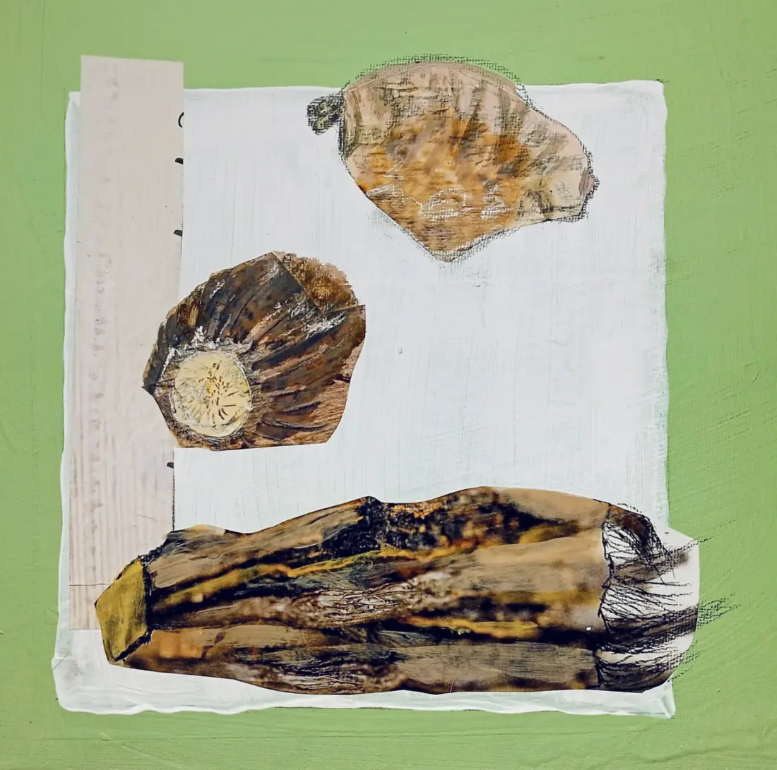 Saat 1, 2026, Mischtechnik, 30 × 30 cm