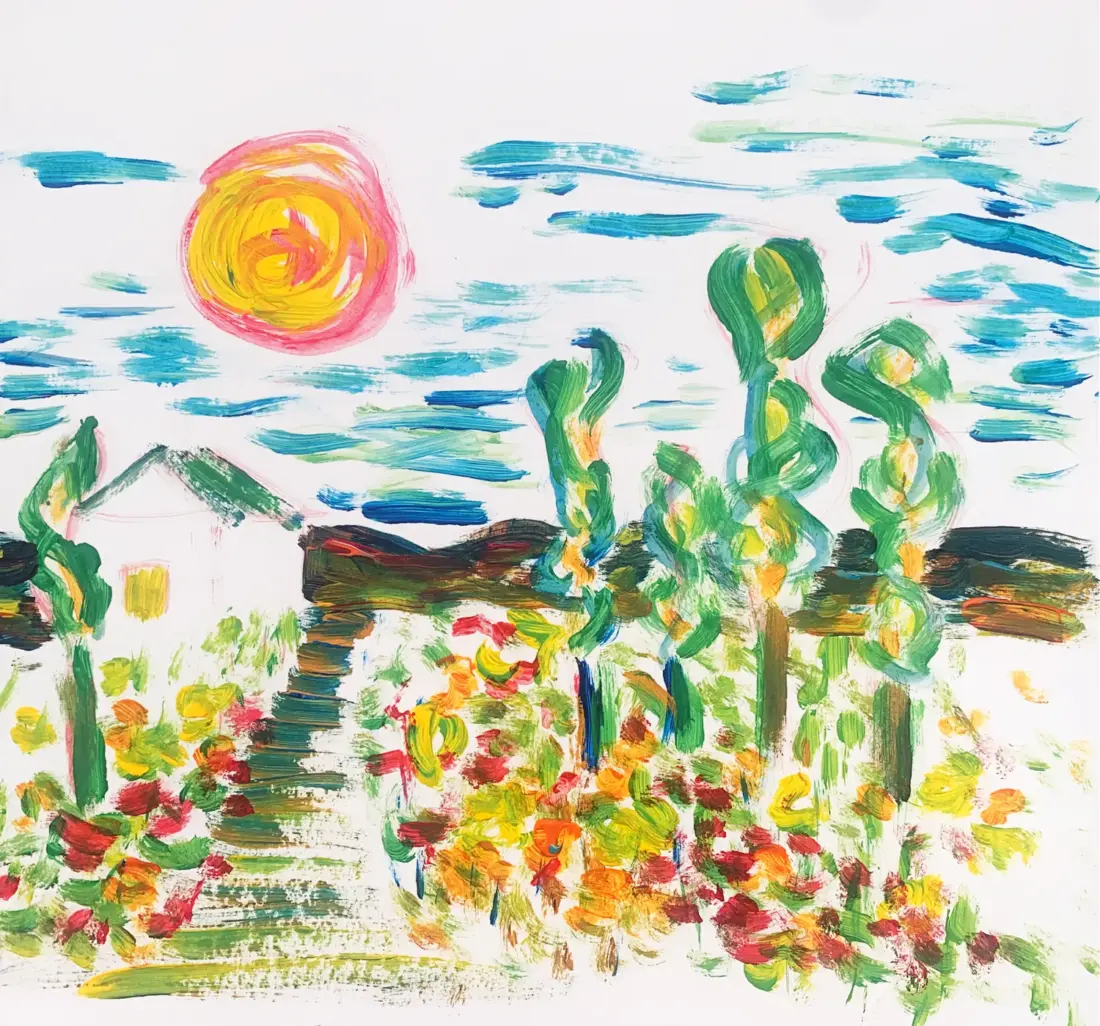 Traum-Landsitz, 2018, Acryl auf Kartonpapier, A3