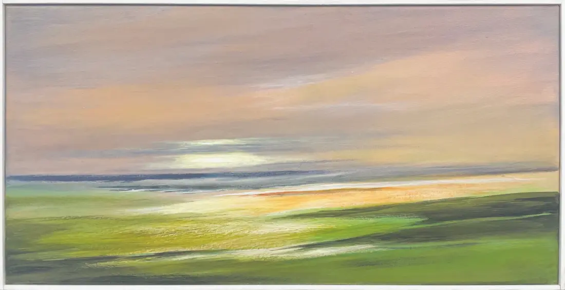 o.T., abstrakt-maritim, 2026,<br> Acryl auf Leinwand 30 × 60 cm