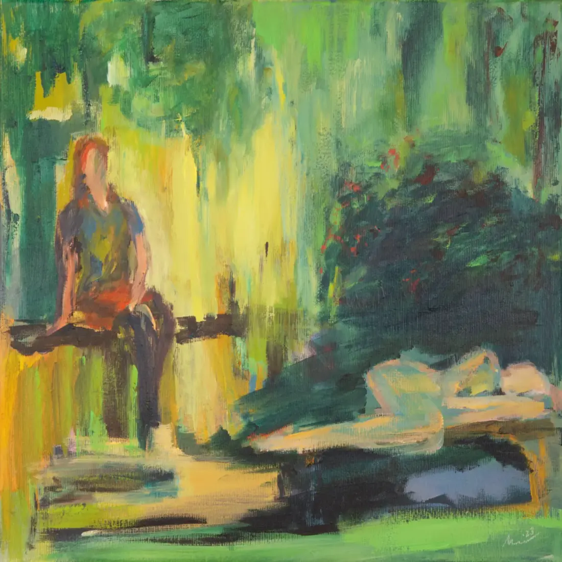 Im Laufe eines Tages I, 2023, Acryl auf Leinwand, 40 × 40 cm