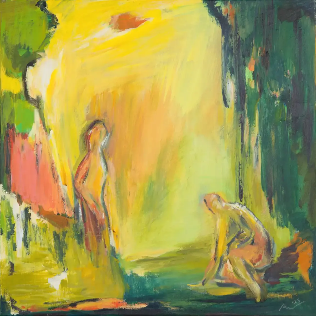 Im Laufe eines Tages II, 2023, Acryl auf Leinwand, 40 × 40 cm