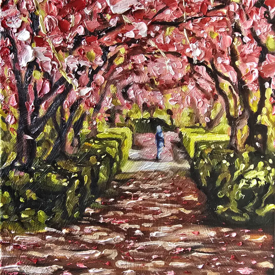 Kirschblüte #4, Öl, 25 × 25 cm