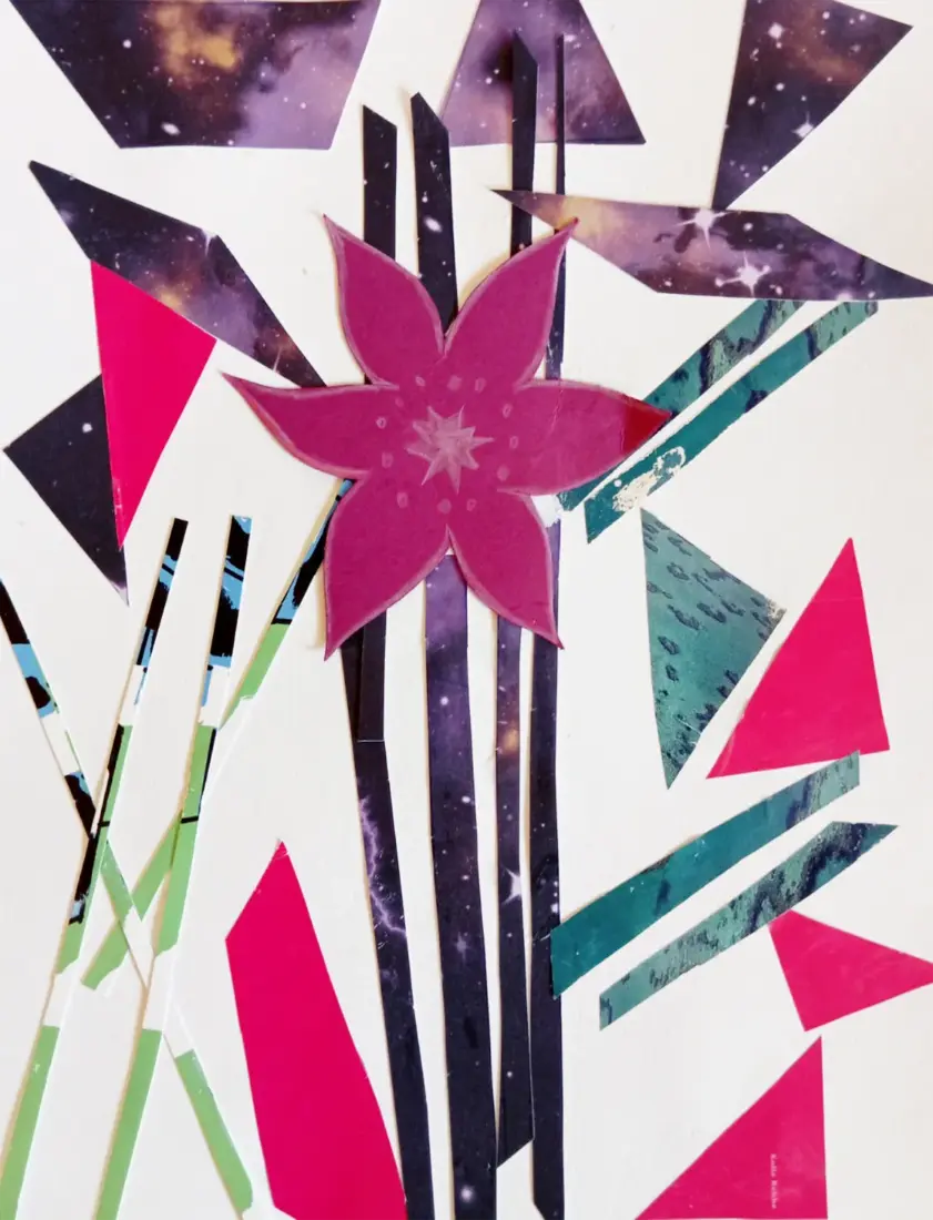 Nachtblume, 2026, Collage, 30 × 40 cm