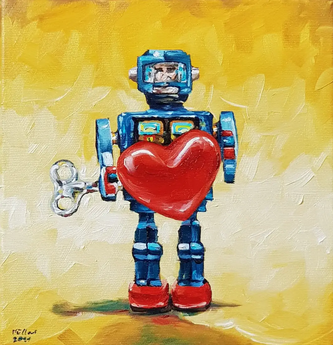 Roboter #2, Öl, 20 × 20 cm