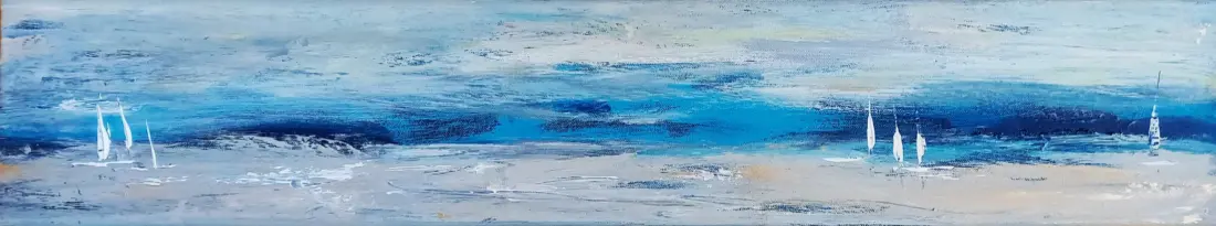 Segeltag, 2024, Acryl, 20 × 80 cm